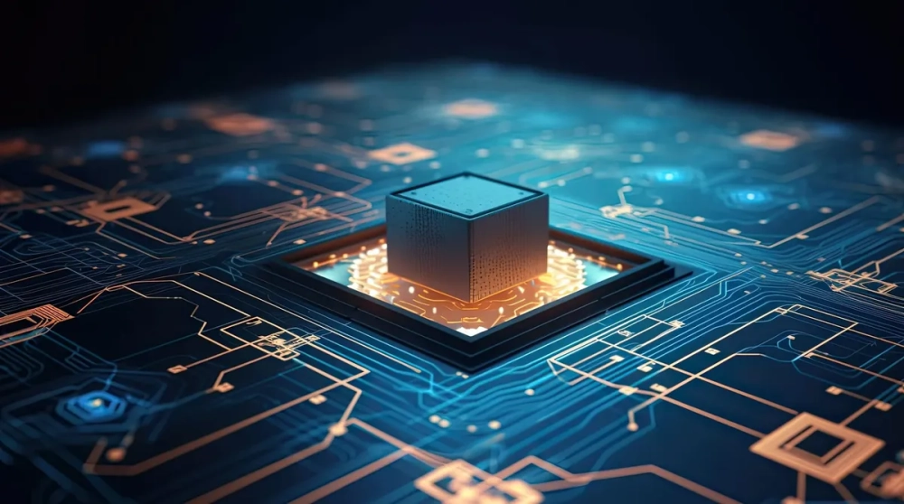 Qubit trong hình ảnh máy tính lượng tử biểu diễn trạng thái vật lý