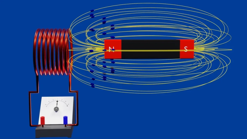 Sơ đồ cảm ứng điện từ Faraday mô phỏng đường sức từ