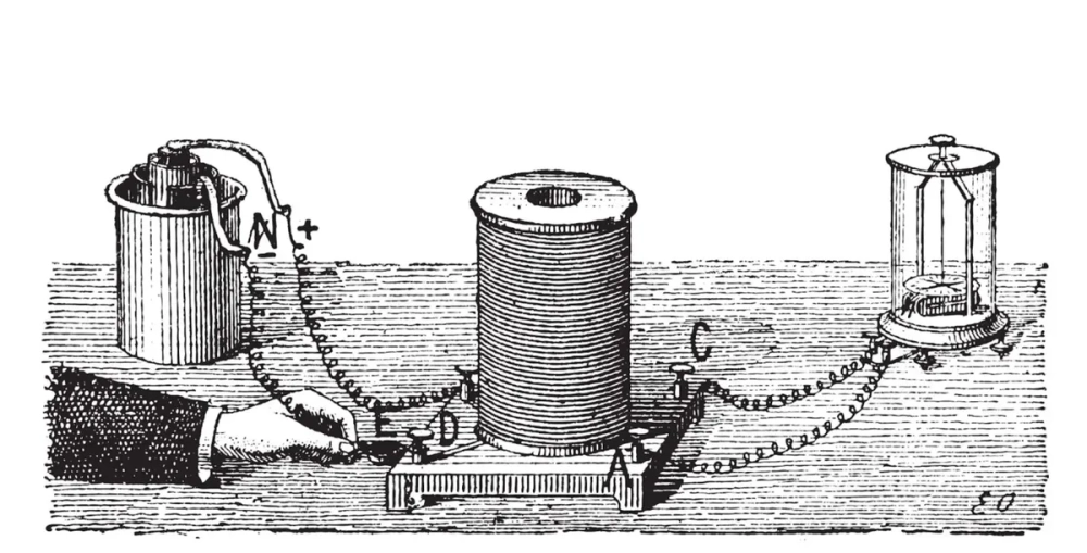 Sơ đồ máy biến thế dựa trên hiện tượng cảm ứng điện từ Faraday